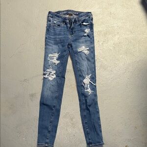 American Eagle Outfitters Ripped Blue Skinny Jeans